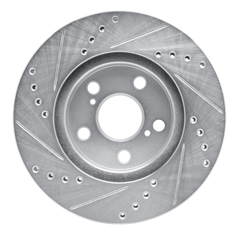 Toyota Celica Brake Rotor (1) - Front Right - R1 Concepts - Drilled & Slotted - Silver - `94-`00